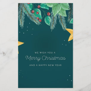 Groene prettige kerst en een gelukkige nieuwjaarba briefpapier