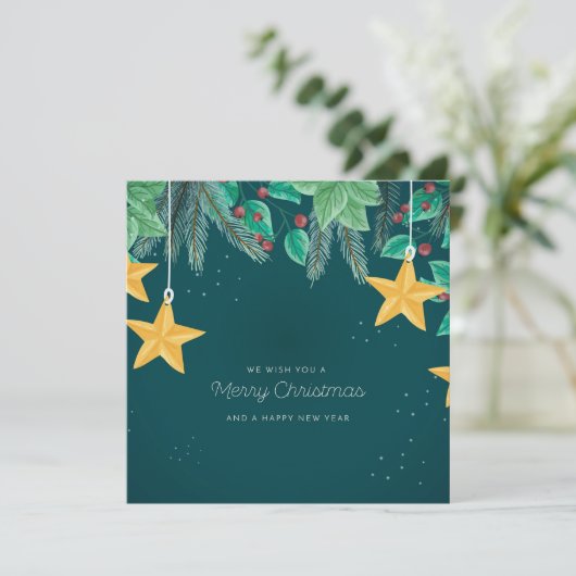 Groene prettige kerst en een gelukkige nieuwjaarba kaart (Staand voorkant)