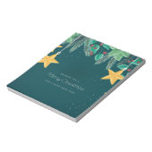 Groene prettige kerst en een gelukkige nieuwjaarba notitieblok (Linkerzijde)