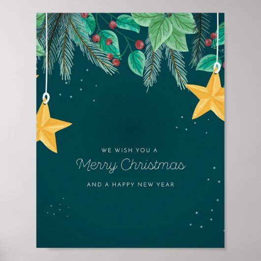 Groene prettige kerst en een gelukkige nieuwjaarba poster (Voorkant)
