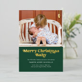 Groene prettige kerstfeestelijke Folie Baby bekend Folie Feestdagenkaart (Staand Voorkant)