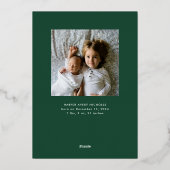 Groene prettige kerstfeestelijke Folie Baby bekend Folie Feestdagenkaart (Achterkant)