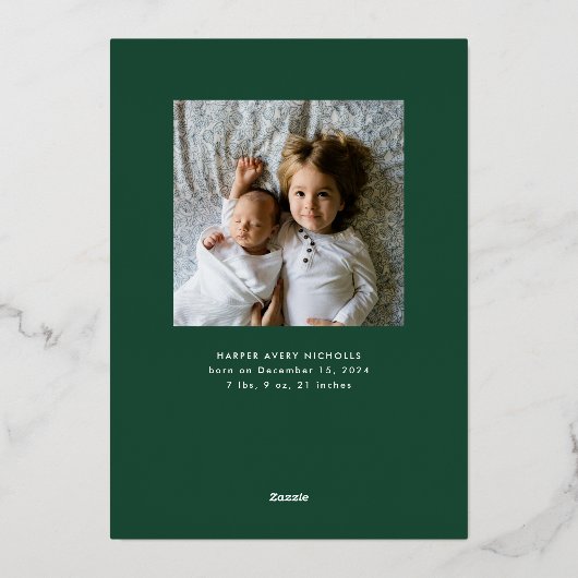 Groene prettige kerstfeestelijke Folie Baby bekend Folie Feestdagenkaart (Achterkant)