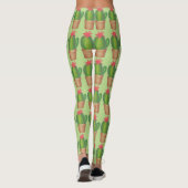 Groene Prickly Cactus Potted Plant Flower Leggings (Achterkant)