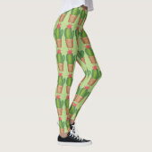 Groene Prickly Cactus Potted Plant Flower Leggings (Rechts)