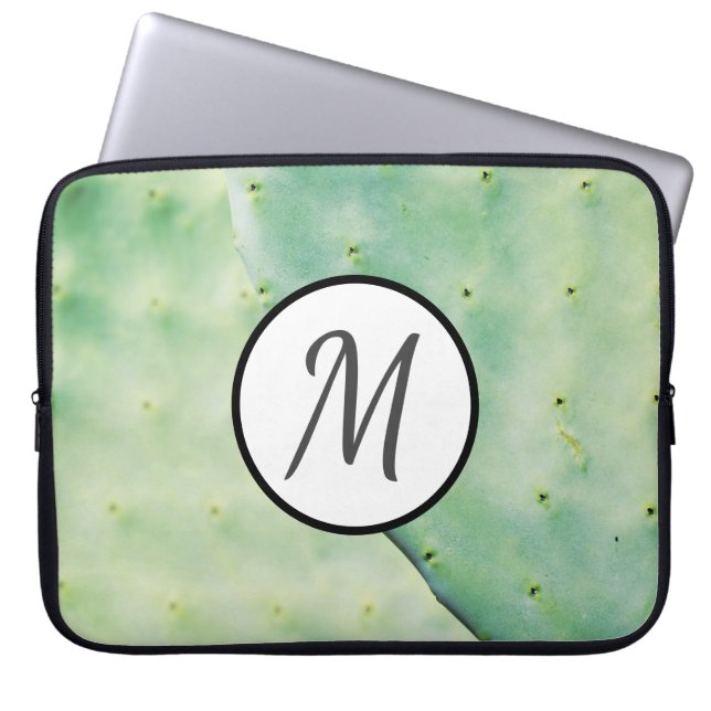Groene Prickly Pear Monogram Computer Laptop Hoes (Voorkant)