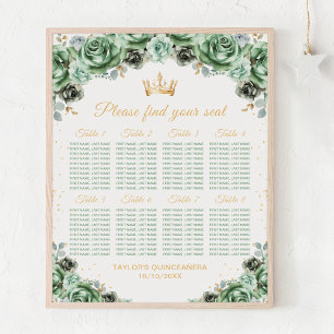Groene Prinses Quinceañera 8 Tafels Zitplaats Graf Poster