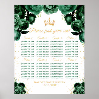 Groene Prinses Sweet Sixteen Zitplaatskaart Poster