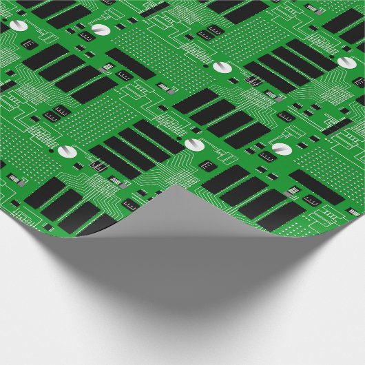 Groene printplaat cadeaupapier (Hoek)