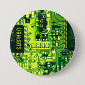 Groene printplaat, elektronische onderdelen gedruk ronde button 7,6 cm (Voorkant)