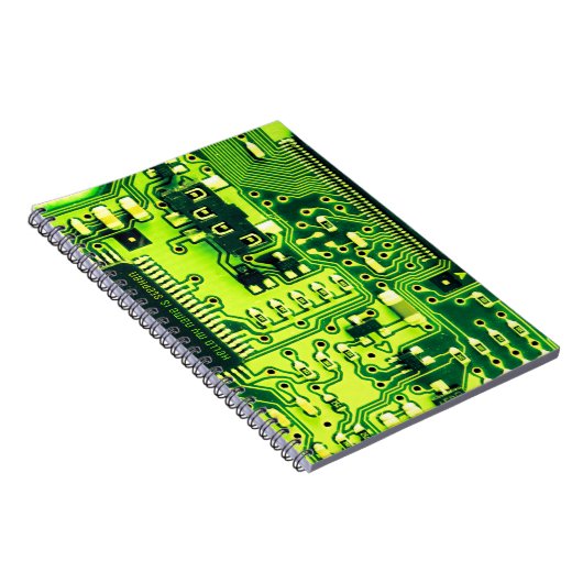 Groene printplaat, elektronische onderdelen printc notitieboek (Rechterzijde)