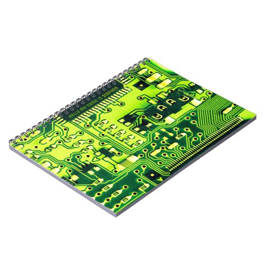 Groene printplaat, elektronische onderdelen printc notitieboek (Linkerzijde)