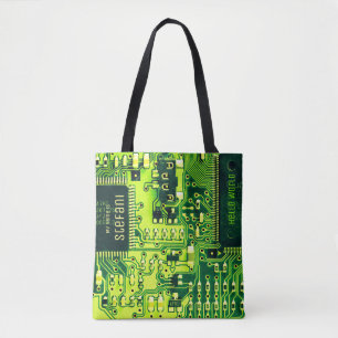 Groene printplaat, elektronische onderdelen printc tote bag