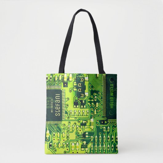 Groene printplaat, elektronische onderdelen printc tote bag (Voorkant)