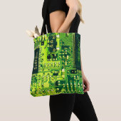 Groene printplaat, elektronische onderdelen printc tote bag (Dichtbij)