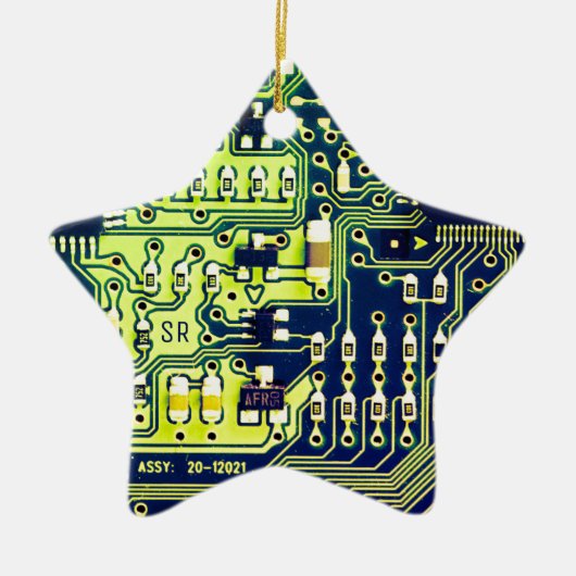 Groene printplaat Geek PCB Aangepast Keramisch Ornament (Voorkant)