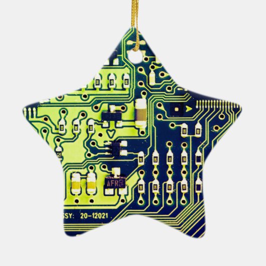 Groene printplaat Geek PCB Aangepast Keramisch Ornament (Achterkant)