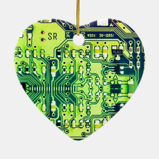 Groene printplaat Geek PCB Aangepast Keramisch Ornament (Achterkant)