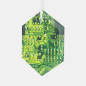 Groene printplaat PCB Aangepast geek glas Ornament (Voorkant links)