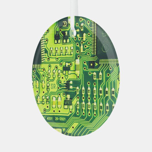 Groene printplaat PCB Custom Geek Cool Glas Ornament (Voorkant links)