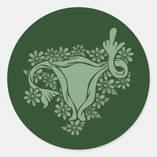 Groene Pro-Choice Protest Middelgrote Vingeruterus Ronde Sticker (Voorkant)