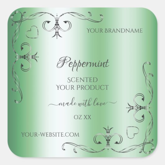 Groene Product Labels Silver hoeken (Voorkant)