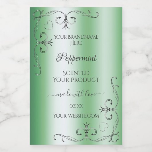 Groene Product Labels Silver hoeken Voedselcontainer Etiket (Enkel label)