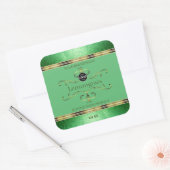 Groene productlabels  Faux Gold Decor Logo Vierkante Sticker (Envelop)