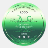 Groene productlabels Rhinestones Monogram en Logo Ronde Sticker (Voorkant)