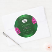 Groene productlabels Roze bloemen Logo Ronde Sticker (Envelop)