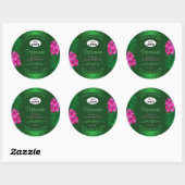 Groene productlabels Roze bloemen Logo Ronde Sticker (Vel)