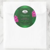 Groene productlabels Roze bloemen Logo Ronde Sticker (Tas)