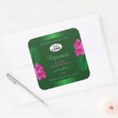 Groene productlabels Roze bloemen Logo Vierkante Sticker (Envelop)