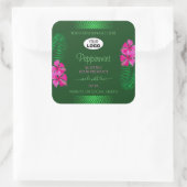 Groene productlabels Roze bloemen Logo Vierkante Sticker (Tas)