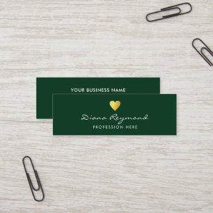 Groene professionele profielkaart met gouden hart mini visitekaartje