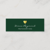 Groene professionele profielkaart met gouden hart mini visitekaartje (Voorkant)