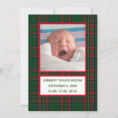 Groene Pset Birth Announcement Card Aankondiging (Voorkant)