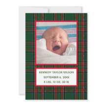 Groene Pset Birth Announcement Card