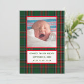 Groene Pset Birth Announcement Card Aankondiging (Staand voorkant)