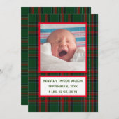 Groene Pset Birth Announcement Card Aankondiging (Voorkant / Achterkant)