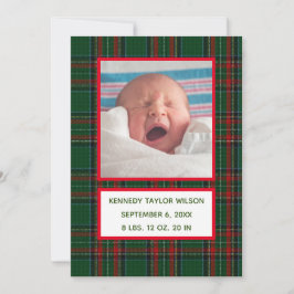 Groene Pset Birth Announcement Card Aankondiging