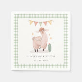 Groene Pset Cactus Boho Llama Alle leeftijden Servet (Voorkant)