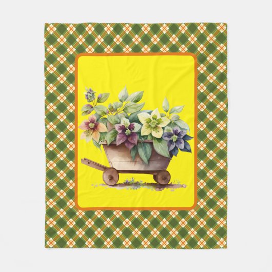 Groene Pset en vlinderwand Fleece Deken (Voorkant)