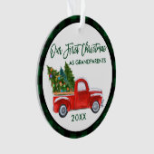 Groene Pset First Kerstmis als Grandouders Truck Ornament (voorkant)