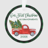 Groene Pset First Kerstmis als Grandouders Truck Ornament (voorkant)