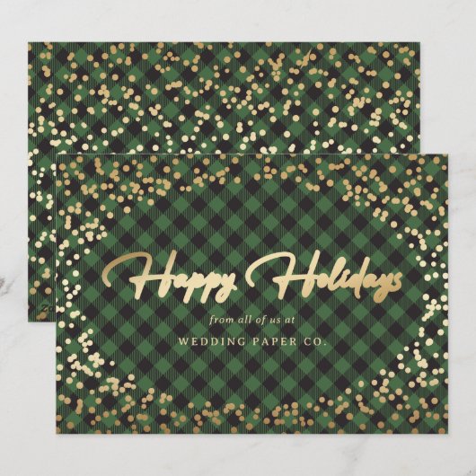 Groene Pset Gold Snow Business Holidards Feestdagenkaart (Voorkant / Achterkant)