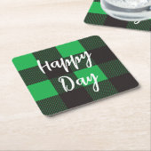 Groene Pset Pattern Happy Day Kartonnen Onderzetters (Schuin)