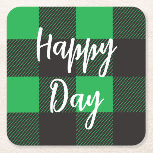 Groene Pset Pattern Happy Day Kartonnen Onderzetters