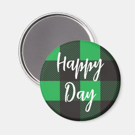 Groene Pset Pattern Happy Day Magneet (Voorkant / Achterkant)