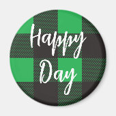 Groene Pset Pattern Happy Day Magneet (Voorkant)
